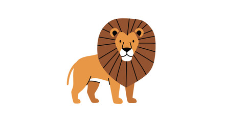 African lion with big brown mane standing on white background © farel