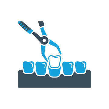Dental extraction tool pulling tooth: Web icon set. Website set icon vector