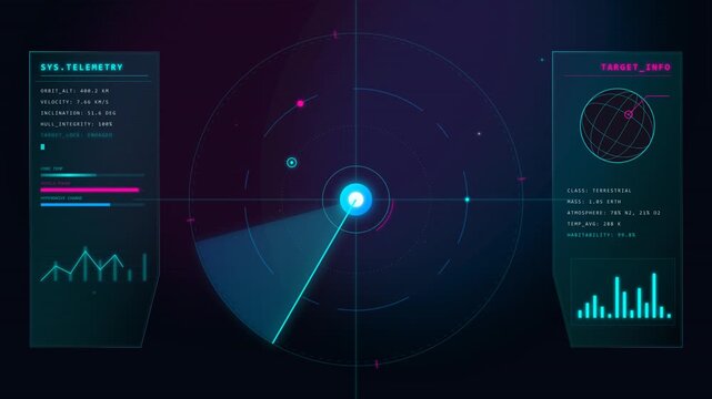 Glassmorphism Space HUD Sci-Fi Interface Animation