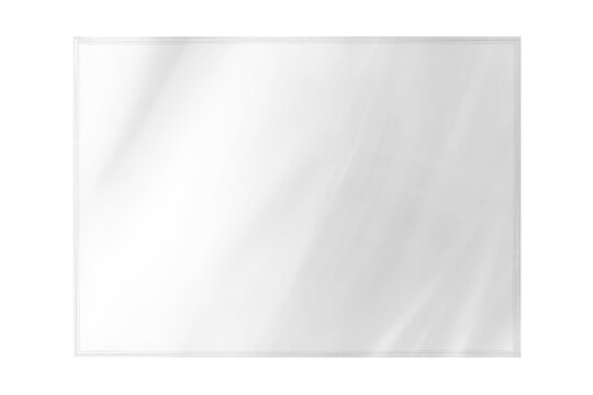 Transparent frosted glass frame with rounded corners and glossy reflection, isolated on a transparent background.