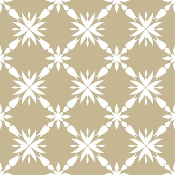 Beige Floral Geometric Seamless Pattern with Decorative Botanical Motifs