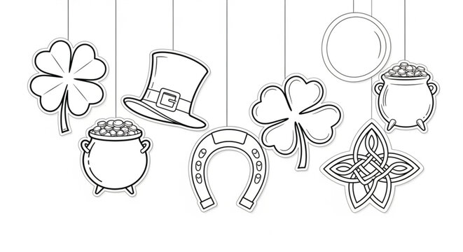 St Patricks Day lucky symbols collection.