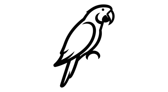 Black and white parrot silhouette