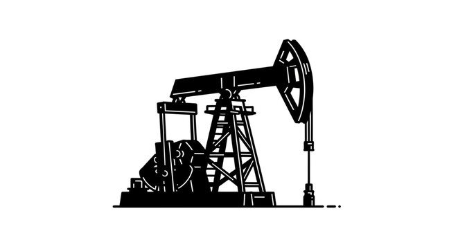 Black silhouette of an oil pump jack