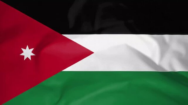 Waving flag of jordan animation seamless loop 4k background video