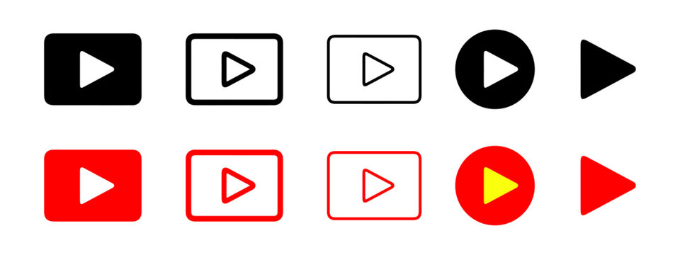 Generic video player icon set vector illustration. Media transport control icon set. Editable stroke