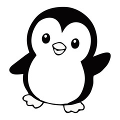 Fototapeta premium Cute Cartoon Penguin Vector Illustration, Adorable Antarctic Polar Bird Character Mascot Isolated