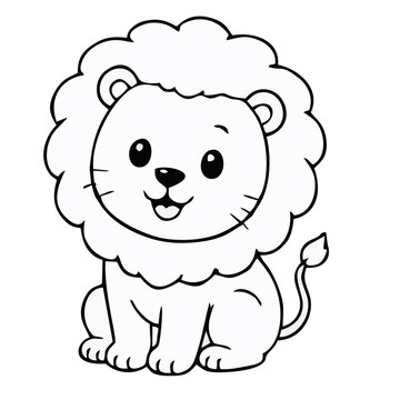 Cute Cartoon Lion Vector Illustration, Adorable King of Jungle Animal Character Mascot Isolated
