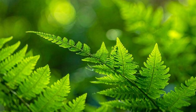 Close up of vibrant green moss growing in forest shade.