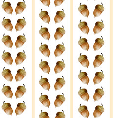 seamless watercolor pattern autumn acorn leaves © WatercolorDigitalArt