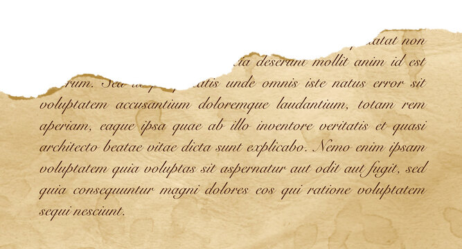Torn Book Paper with Vintage Text for Scrapbook