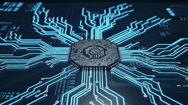 Processor with human brain pattern on circuit board.