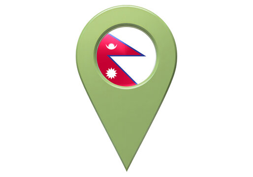 Green map pin with Nepal flag
