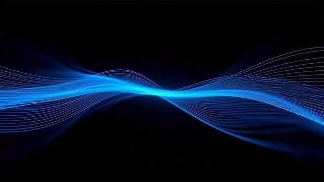 Blue flowing lines on black background