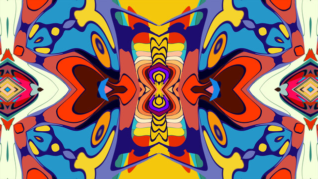 Colorful abstract symmetrical pattern with vibrant geometric shapes