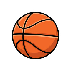 Fototapeta premium Cartoon Basketball Illustration: Orange Ball with Black Lines and Shadows.