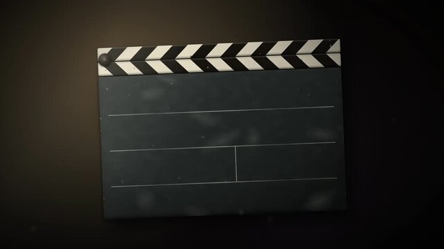 Vintage Cinema Clapperboard Snapping Shut with Dust Particles