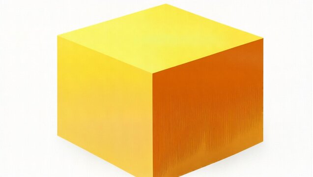 Abstract gradient yellow and orange cube isolated on white background representing modern geometric design and minimalist three dimensional art concepts