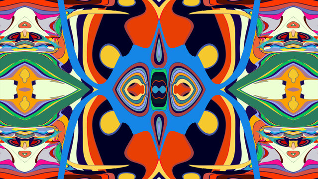 Colorful abstract geometric pattern with vibrant symmetrical design