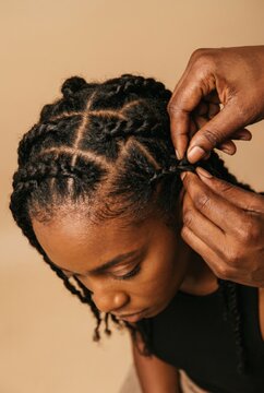 Hands Cornrow Braiding Black Girl Hair Haircare Protective Style