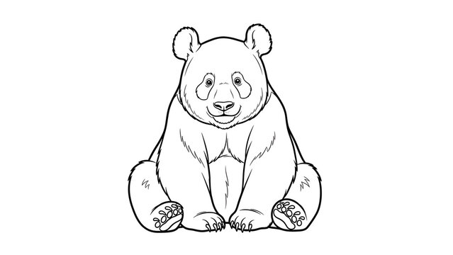 panda illustration designed as a coloring page with clean bold outlines. Friendly full-body pose isolated on white.