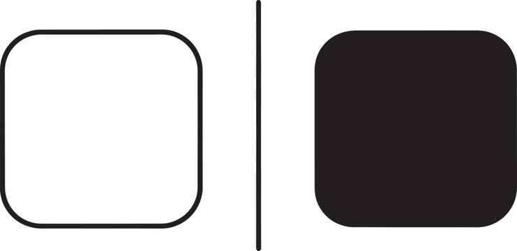 Rounded rectangle icon, outline and filled versions.