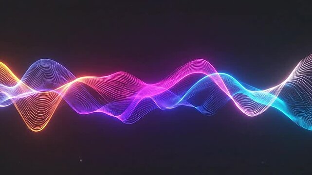 Abstract glowing light waves flowing on a dark background
