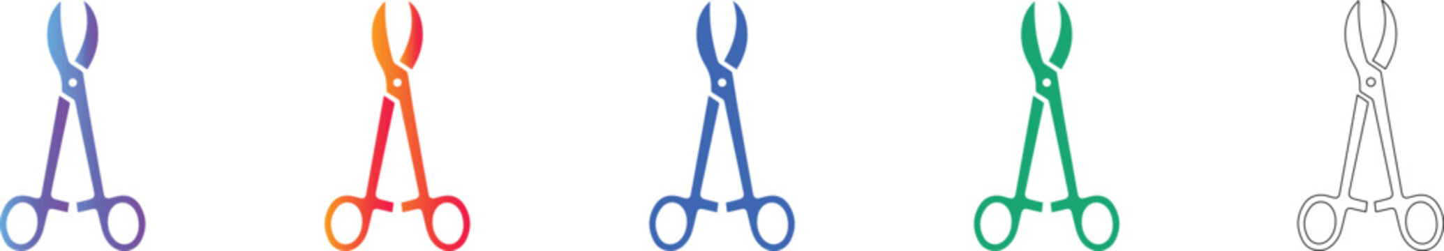 Set of Colorful Medical Forceps Vector Icons