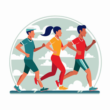 Three runners in a race