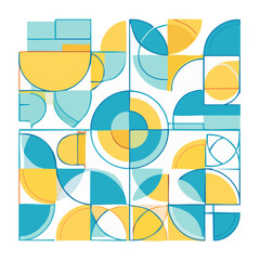 Fototapeta premium Abstract geometric pattern with blue and yellow shapes