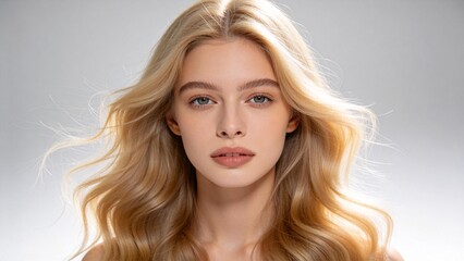 Naklejka premium Portrait of woman with wavy blonde hair