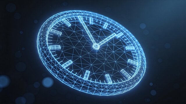 Digital clock design with glowing lines