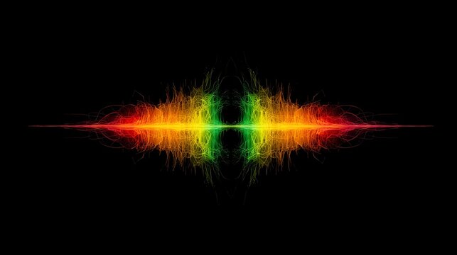 Colorful Abstract Sound Wave Spectrogram on Black Background for Audio Concepts