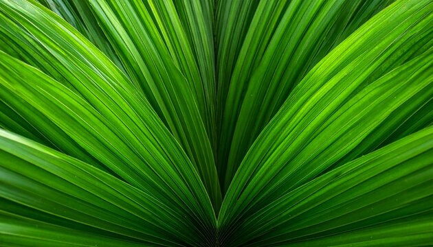 Close-up of vibrant green ornamental grass leaves.