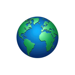 Fototapeta premium Green and Blue Globe with Continents Isolated