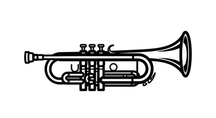 Obraz premium Black and white illustration of a trumpet