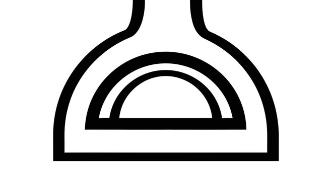 Black line drawing of a pizza oven