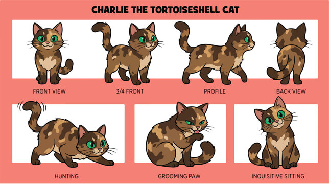 Cat character design sheet lineup
