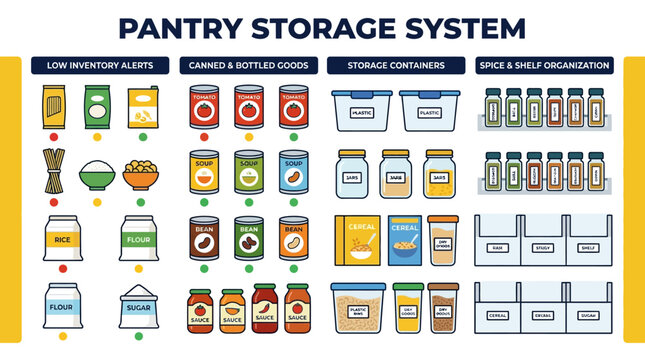 Organized Pantry Storage System Efficient Food and Supply Management for Home and Business