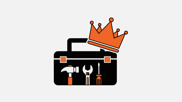 Toolbox with Tools and Crown Icon.