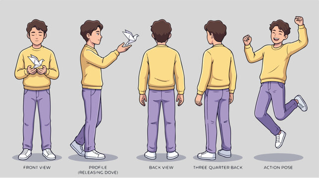 Peace advocate character design sheet