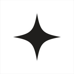 Fototapeta premium A black star shape is centered on a white background with four pointed edges.