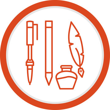 Unique Writing Equipment Vector Icon