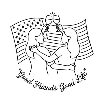 Good friends good life hands and dogs design