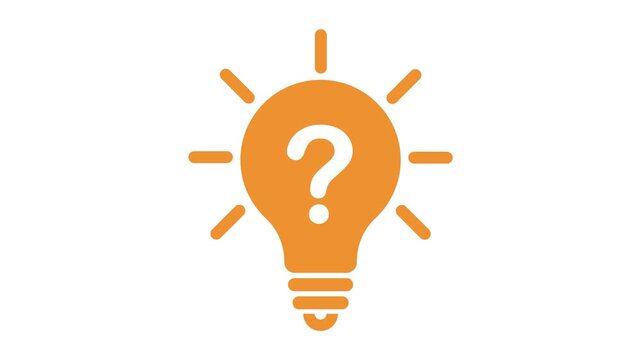 Lightbulb and question mark. Idea generation and creativity, video, icon, vector.