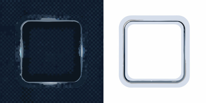 Rounded rectangle shapes with glowing neon effect on transparent background
