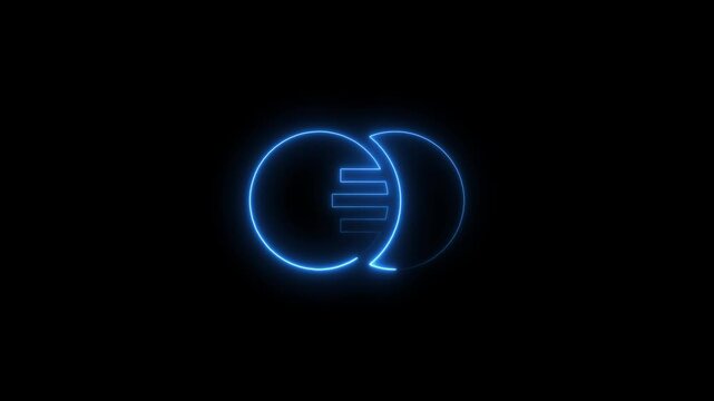 Glowing blue euro currency symbol in neon circles on black background euro symbol neon sign finance money sign