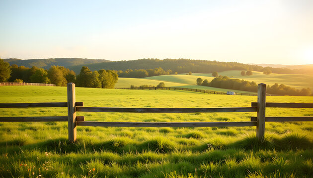 Rustic split rail fence bordering rural pasture land