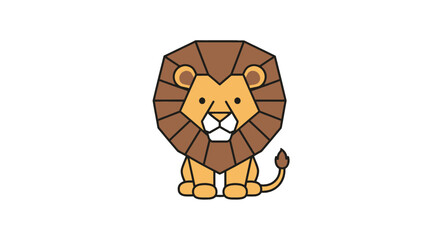 Minimalist sitting lion with geometric brown mane and line art © Muzamil