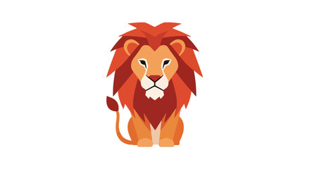 Sitting lion with colorful mane on white background © Muzamil